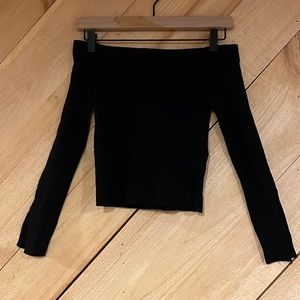 Womens Off Shoulder Black Knit Top Size Large